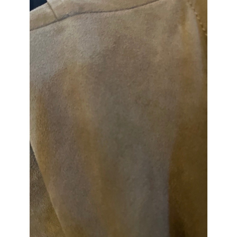 Chic long sleeve drape‎ open front cascade faux tan suede cardigan sweater  sz L - Picture 3 of 7